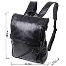Місткий рюкзак з натуральної шкіри Vintage 22249 Чорний, фото 3