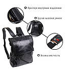 Місткий рюкзак з натуральної шкіри Vintage 22249 Чорний, фото 4