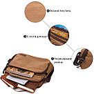 Містка чоловіча сумка месенджер із щільного текстилю Vintage 22205 Коричневий, фото 4