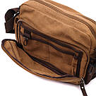 Містка чоловіча сумка месенджер із щільного текстилю Vintage 22205 Коричневий, фото 6