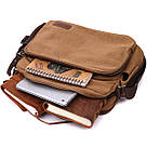 Містка чоловіча сумка месенджер із щільного текстилю Vintage 22205 Коричневий, фото 10