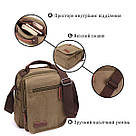 Сумка листоноша на плече із щільного текстилю Vintage 22228 Оливковий, фото 4