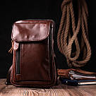 Відмінна чоловіча сумка на пояс із натуральної шкіри Vintage 22564 Коричневий, фото 6