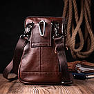 Відмінна чоловіча сумка на пояс із натуральної шкіри Vintage 22564 Коричневий, фото 7