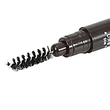 Олівець для брів подвійний водостійкий зі щіткою чорний коричневий колір двосторонній очей маркер, фото 2