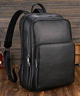 Рюкзак мужской кожаный. Черный городской рюкзак для ноутбука и документов