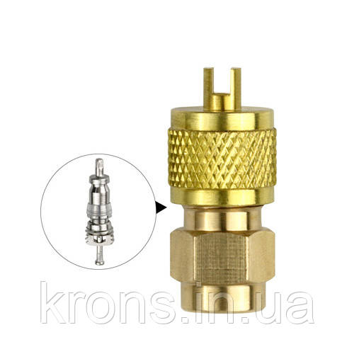 Фтористий перехідник із голчастим клапаном типу Шредер, латунь, фото 1