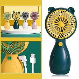Портативний ручний вентилятор Handy Mini Fan JX-998 на акумуляторі з ручкою міні ветродуйка 2,5Вт Зелений, фото 3