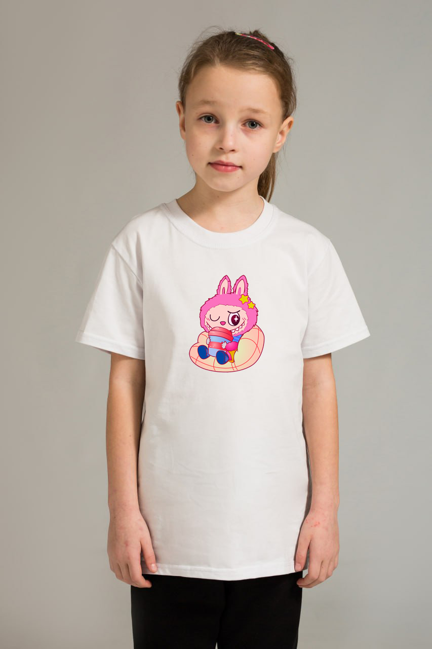 Футболка дитяча Мальта біла Labubu 122 см. Білий, фото 1