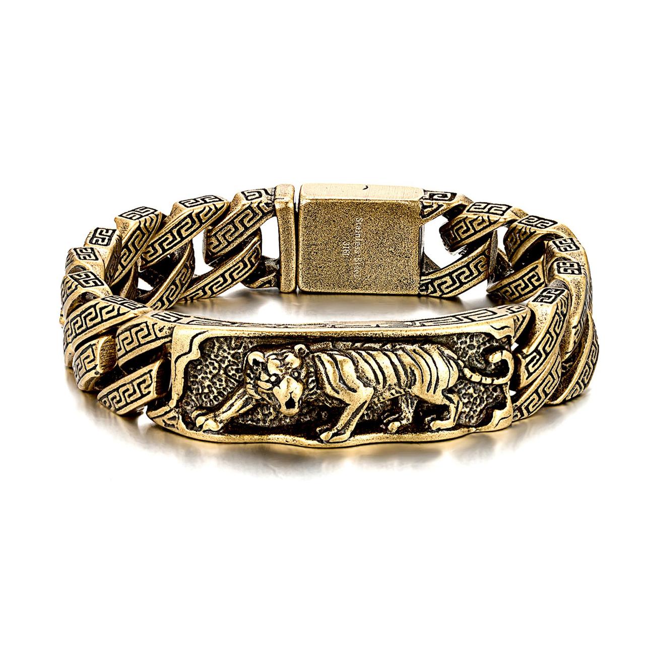 Масивний чоловічий браслет з медичної сталі вовк 16мм 22см, фото 1