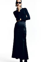 Спідниця чорна жіноча H&M довжиною до щиколотки з м'яко струминного креп-сатину - 36