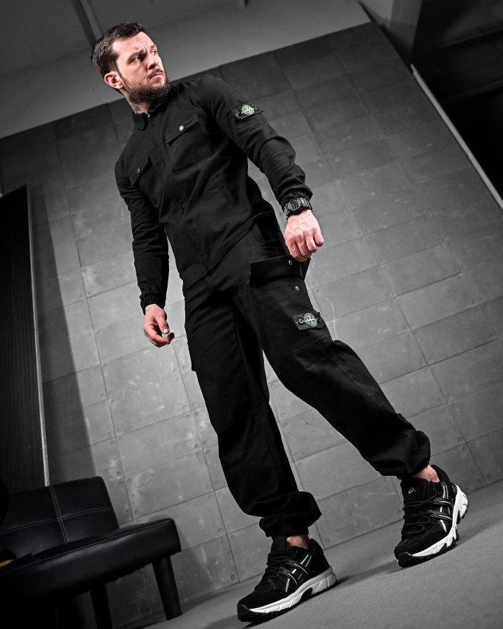 Чоловічий костюм Stone Island Cotton Black, фото 1