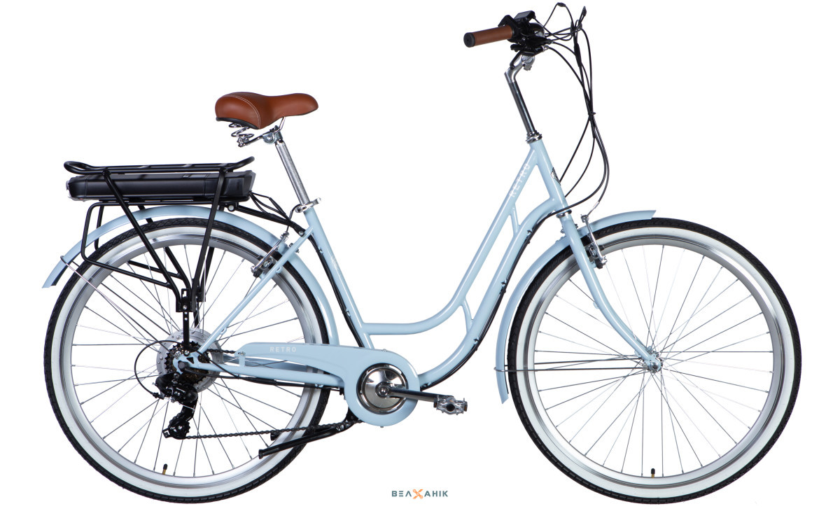 Електровелосипед 28/quot; Dorozhnik eRETRO Vbr FR 500Вт 36В 12,5 Аг (рама 19/quot;) ST світло-блакитний, фото 1