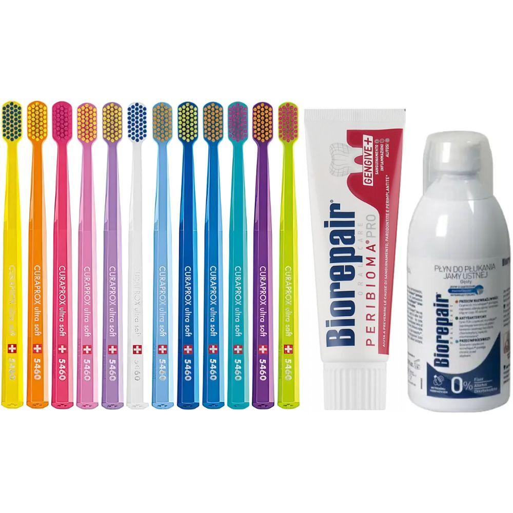 Зубна щітка Curaprox CS 5460 Ultra Soft для чутливих ясен + паста Biorepair PERIBIOMA + ополіскувач BIOREPAIR