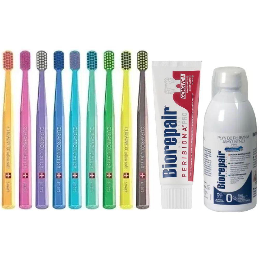 Зубная щетка Curaprox CS Smart 7600 + паста Biorepair PERIBIOMA + ополіскувач BIOREPAIR