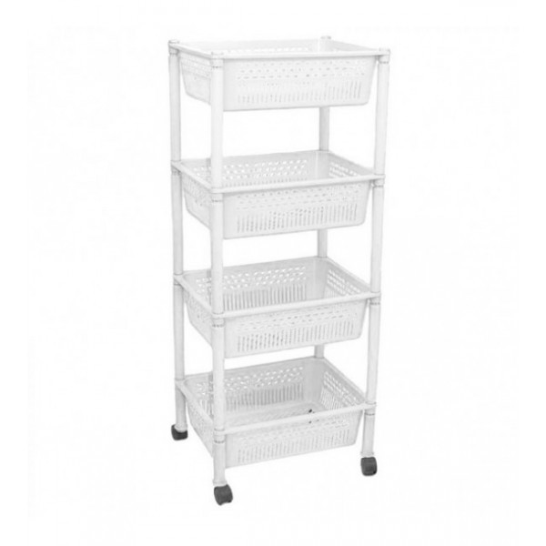 Етажерка підлогова чотириярусна Консенсус, біла (30х39х96 см)