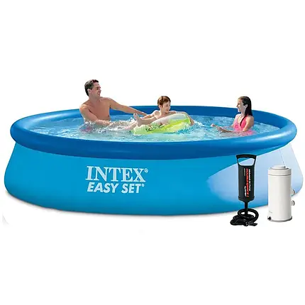 Надувний басейн Intex 28142-3, 396 х 84 см (2 006 л/год, підстилка, тент, насос), фото 1