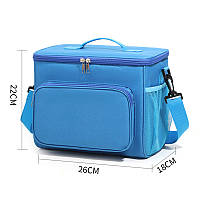 Термосумка ThermoPop 10 л - водонепроникна, з багатошаровою ізоляцією, 22×26×18 см, голуба