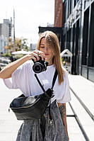 Сумка бананка для фотоапарата шкіряна TARWA 1313 (GA-1313-4lx) чорна наппа