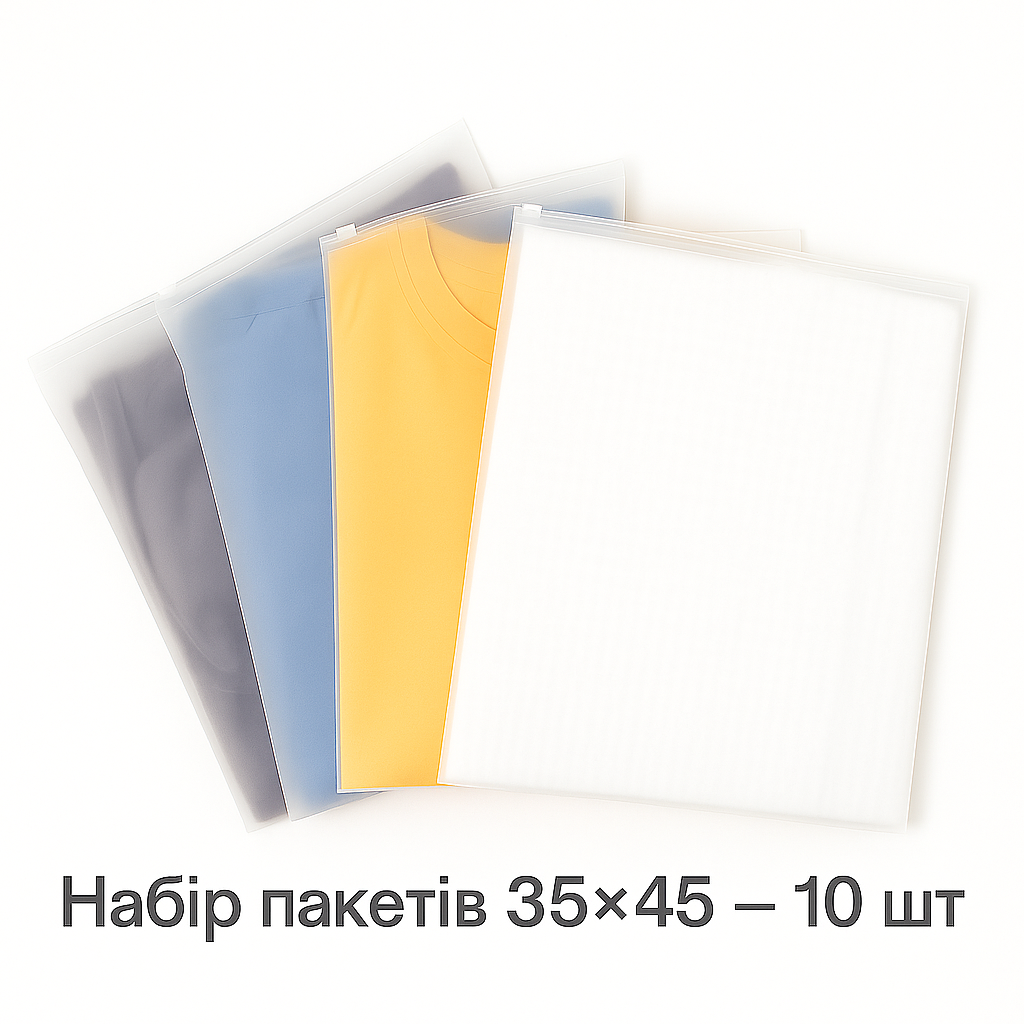Набір пакетів для зберігання із застібкою слайдером матовий 10 шт. — 35х45 см LoveYouHome