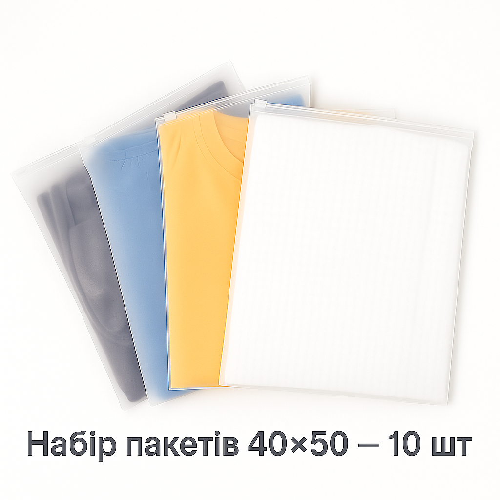 Набір пакетів для зберігання із застібкою слайдером матовий 10 шт. - 40×50 см LoveYouHome, фото 1