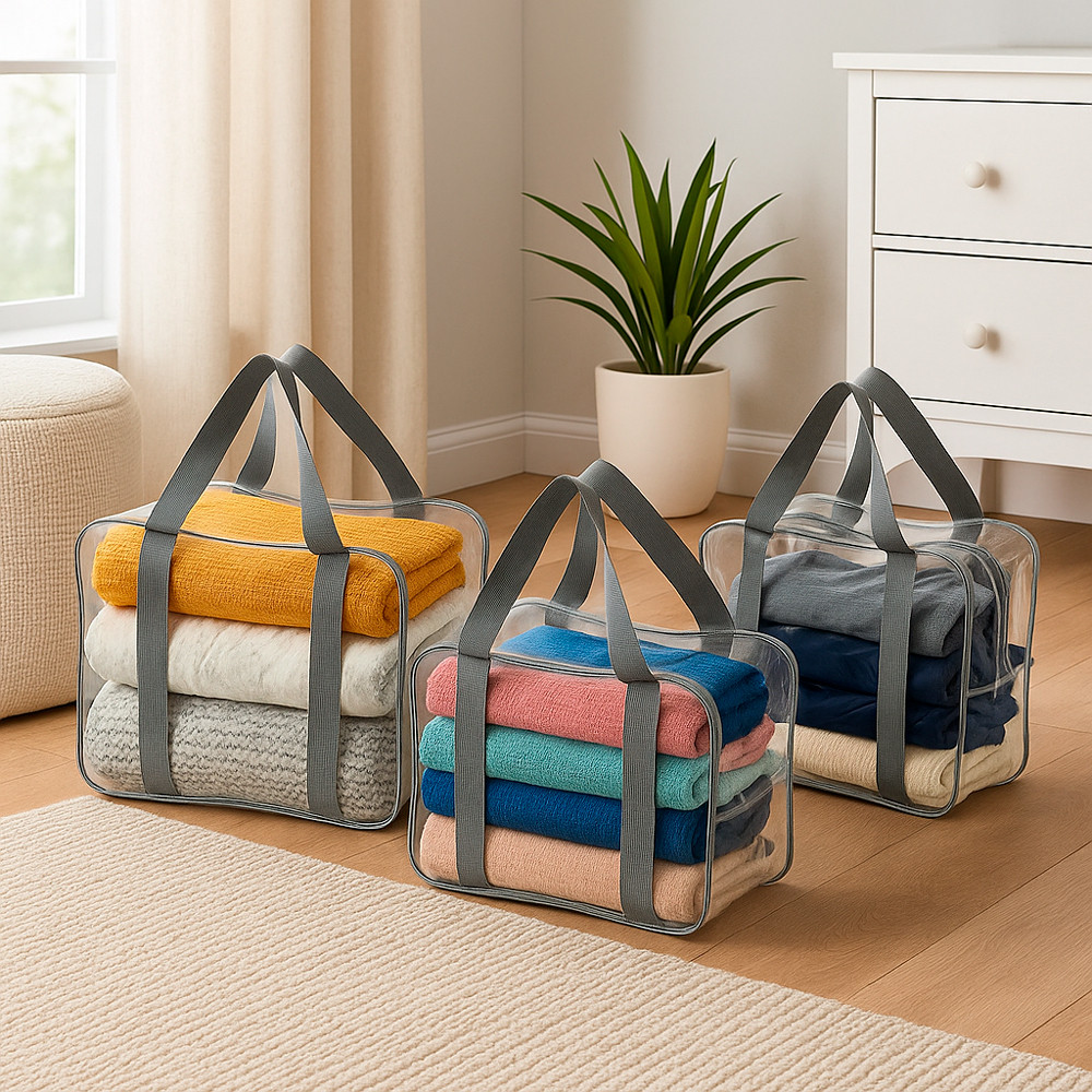 Універсальний набір із 3-х прозорих сумок-органайзерів (M + L + XL) для пологового будинку та зберігання речей