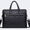 Шкіряна чоловіча ділова сумка-портфель портфель для ноутбука чорний Tiding Bag 64028, фото 2