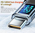 Кабель USB-Type-C з цифровим дисплеєм 2 метри потужності PD 100W — кабель заряджання з екраном, фото 5