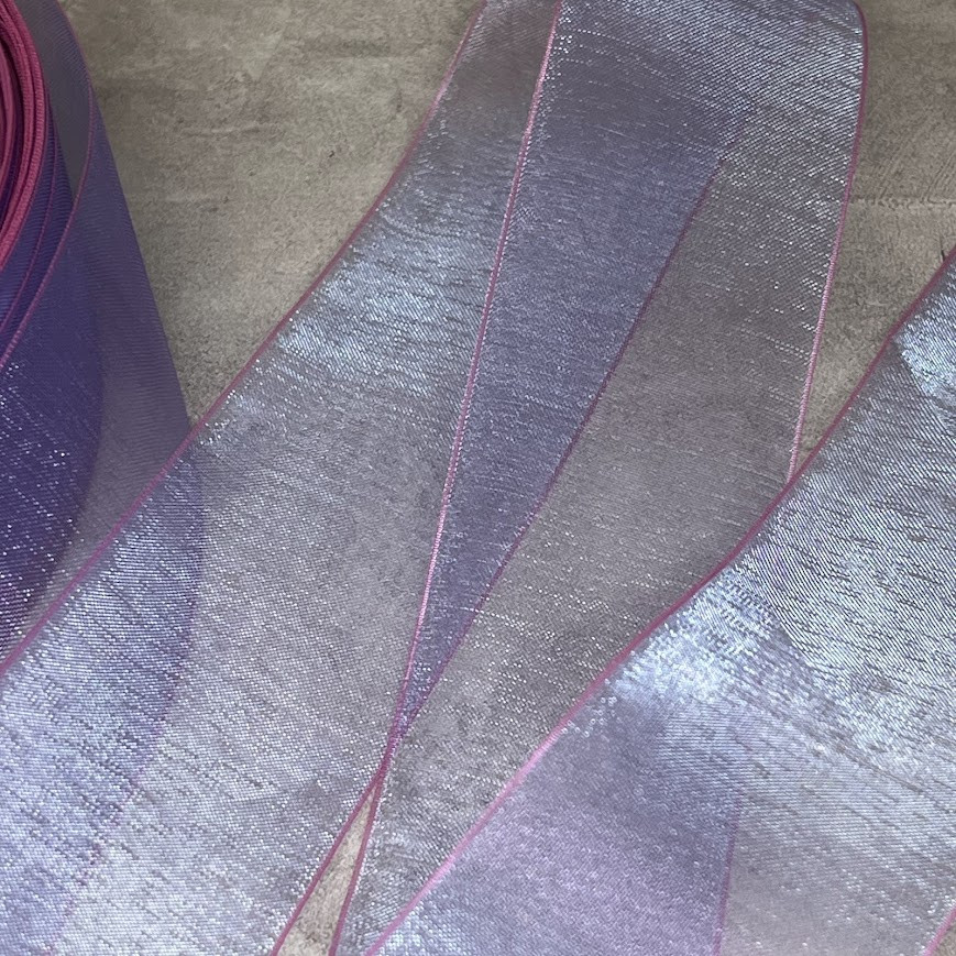 Органза (стрічка) 38 мм (Омбре), колір- бузковий, арт 010443, 1 метр, Бузковий, фото 1