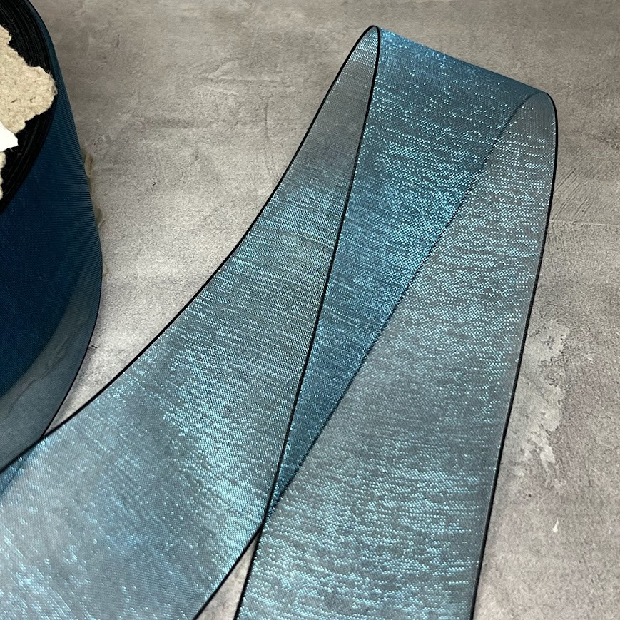 Органза (стрічка) 38 мм (Омбре), колір- бірюзовий, арт 010441, 1 метр, Бірюзовий, фото 1