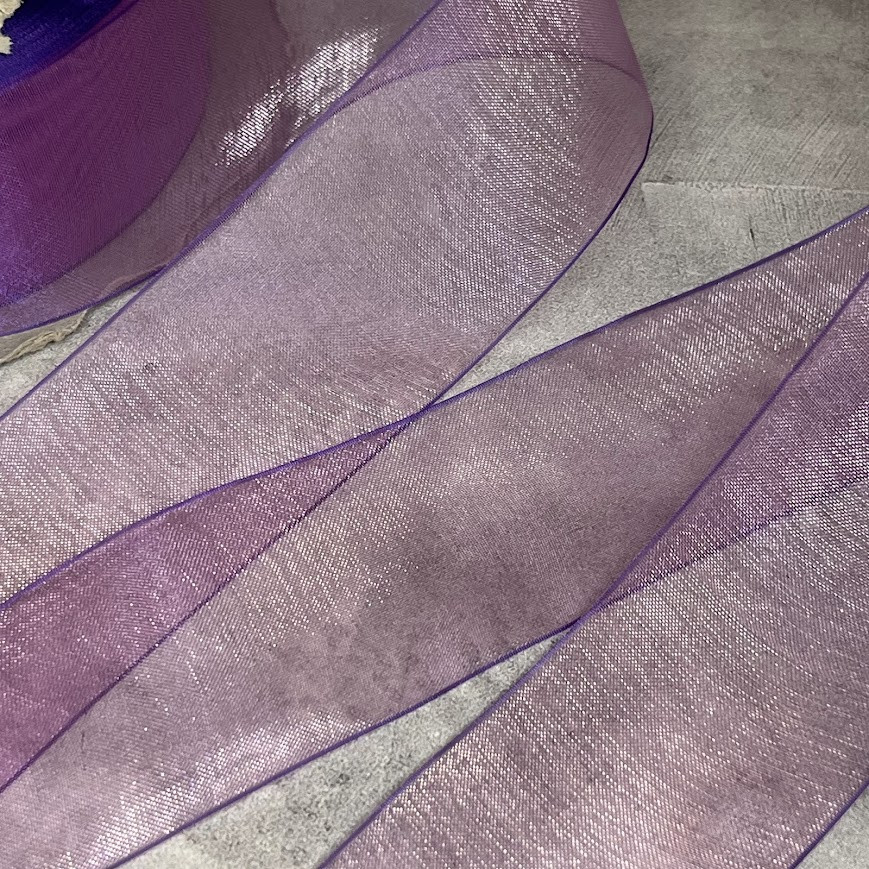 Органза (стрічка) 38 мм (Омбре), колір- фіолетовий, арт 010439, 1 метр, Фіолетовий, фото 1