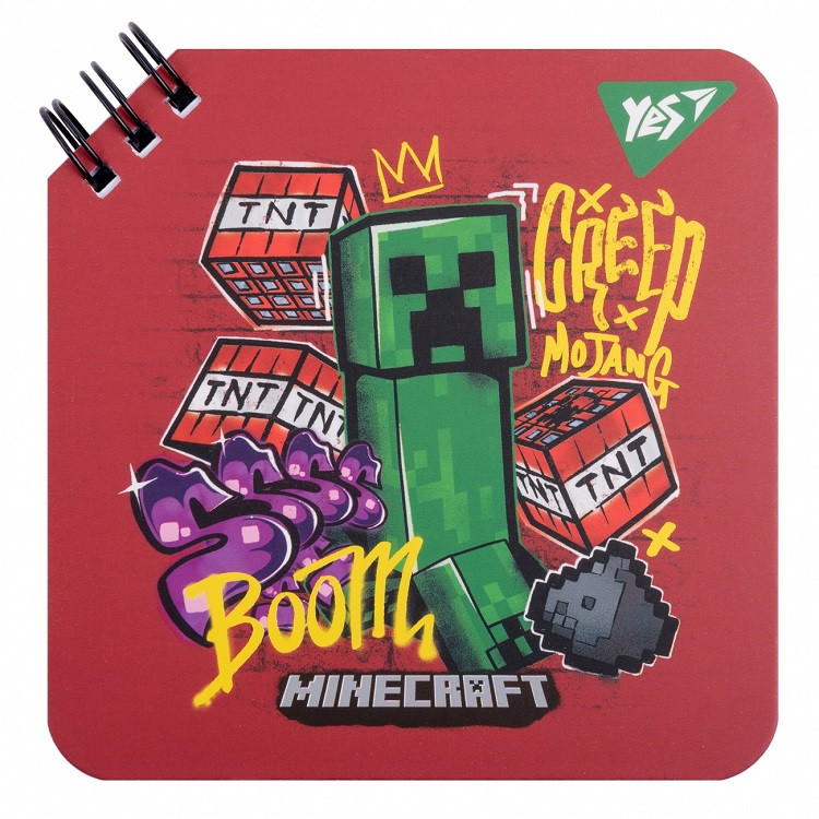 Блокнот YES 110х110 мм, 80 аркушів, подвійна спіраль Minecraft 151752, фото 1