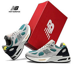 Жіночі замшеві кросівки New Balance 991 Grey Turquois, кеди (2249) нью беленс замша текстиль сірі. Жіноче взуття
