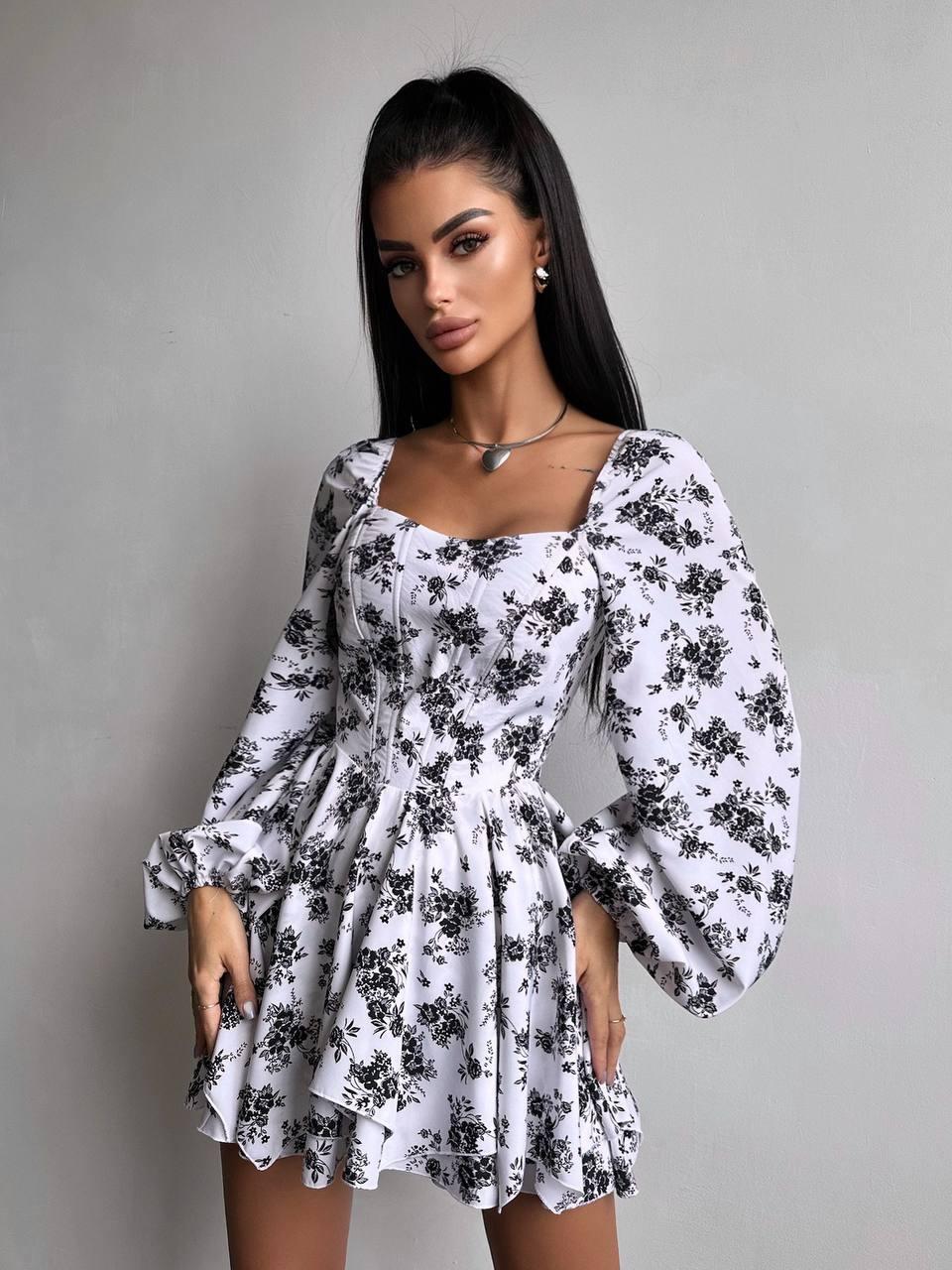 Жіноча літня корсетна сукня міні зі шнурівкою на спині, фото 1