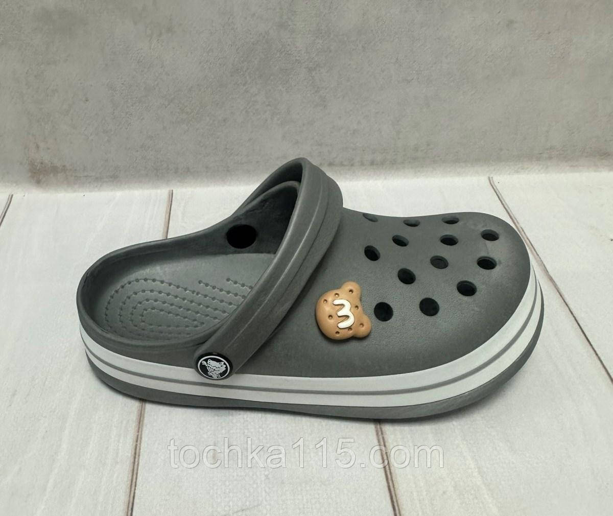 Дитячі сабо крокси crocs Luck line 30-34 сірі, фото 1