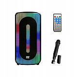 Портативна бездротова переносна bluetooth колонка з мікрофоном та підсвіткою Bass Polska 150W Караоке FM USB AUX, фото 2