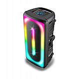 Портативна бездротова переносна bluetooth колонка з мікрофоном та підсвіткою Bass Polska 150W Караоке FM USB AUX, фото 10
