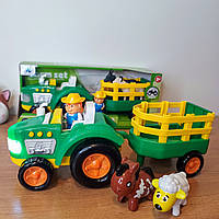 Трактор з причіпом зі світлом і звуками+ ігрові фігурки