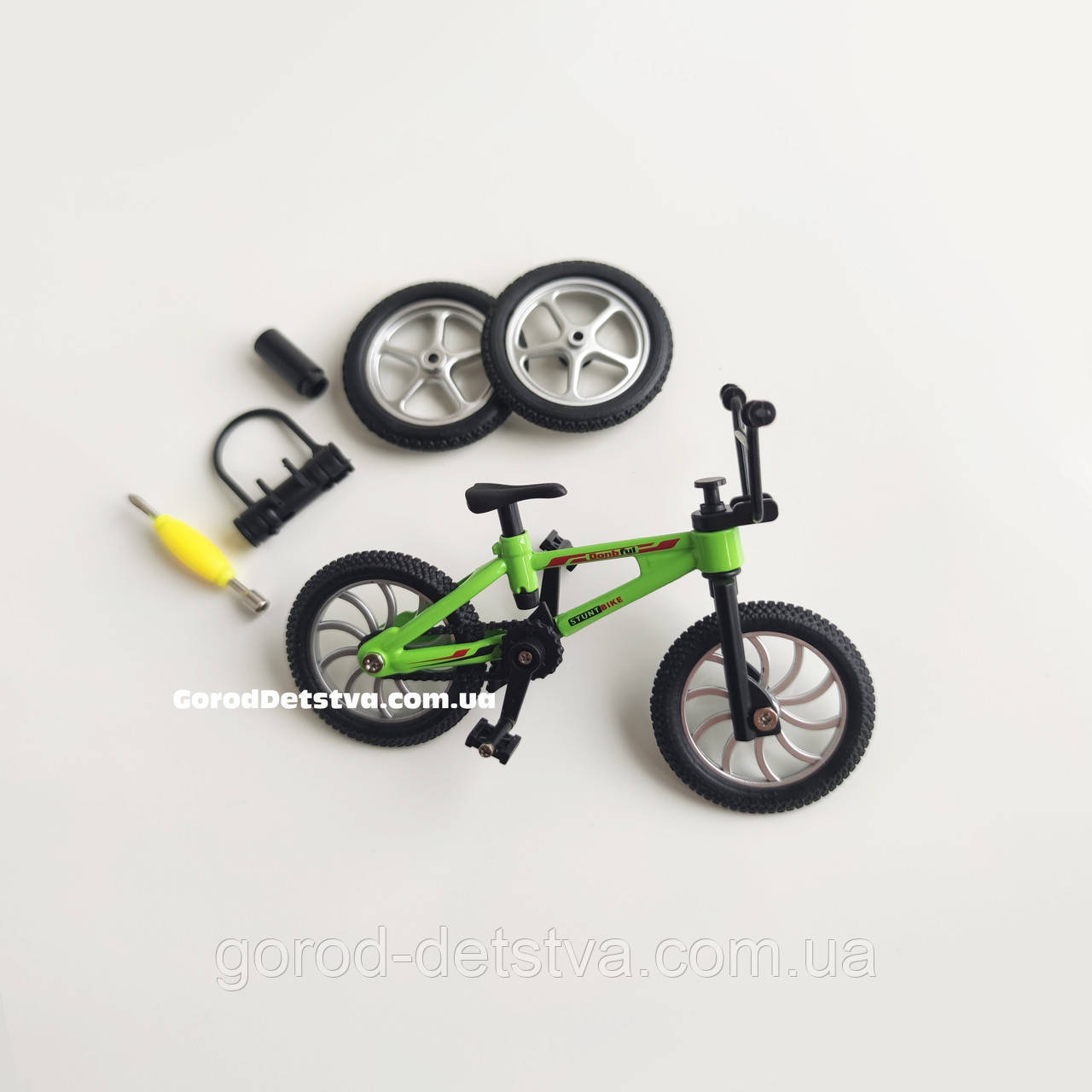 Пальчиковий велосипед BMX Donbful Металевий Фінгербайк зі змінними колесами Skatepark Fingerbike (Зелений), фото 1