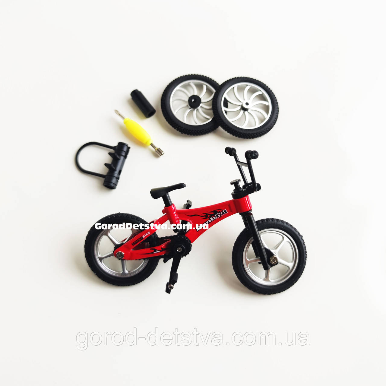 Пальчиковий велосипед BMX Donbful Металевий Фінгербайк зі змінними колесами Skatepark Fingerbike (Червоний), фото 1