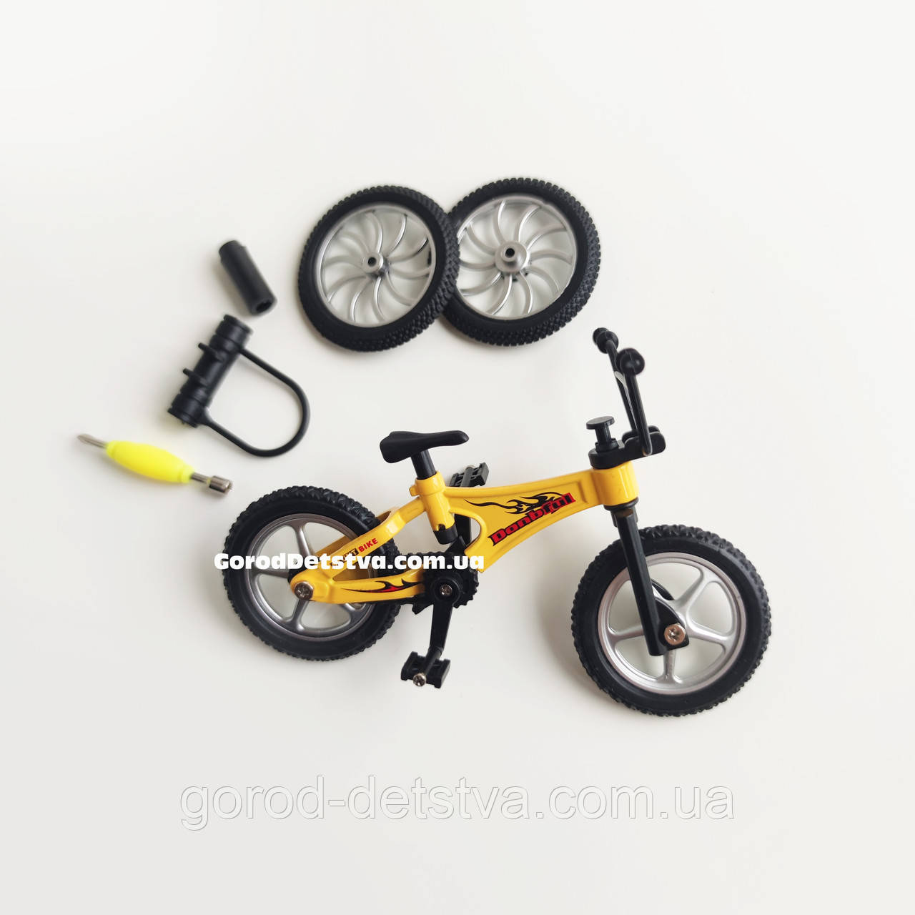 Пальчиковий велосипед BMX Donbful Металевий Фінгербайк зі змінними колесами Skatepark Fingerbike (Жовтий), фото 1