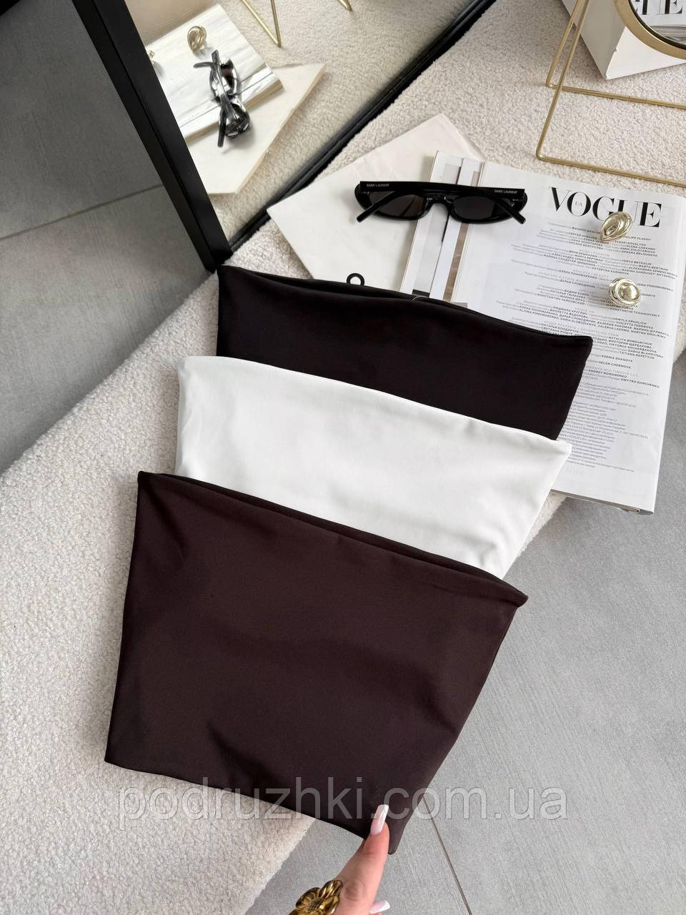 Топ бандо жіночий з мікродайвінгу чорний білий шоколад еластичний не просвічує розмір 42–46, фото 1