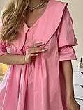 Жіноча коротка літня сукня з бавовни з підкладкою рожевий, розмір 42-46 ляльковий фасон, фото 5