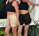 Легкі чорні літні шовкові піжамні шорти з дабл шовку, шорти що не просвічують, фото 2