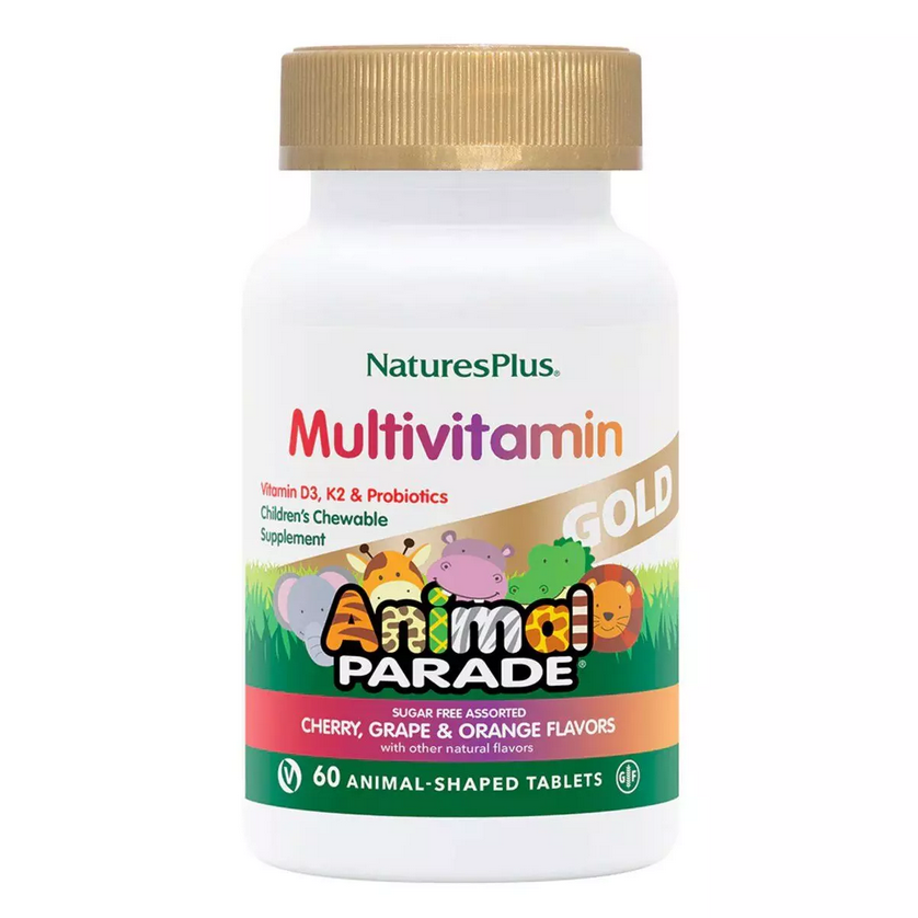 Мультивітаміни для дітей, Смак Асорті, Animal Parade Gold, Natures Plus, 60 жувальних таблеток