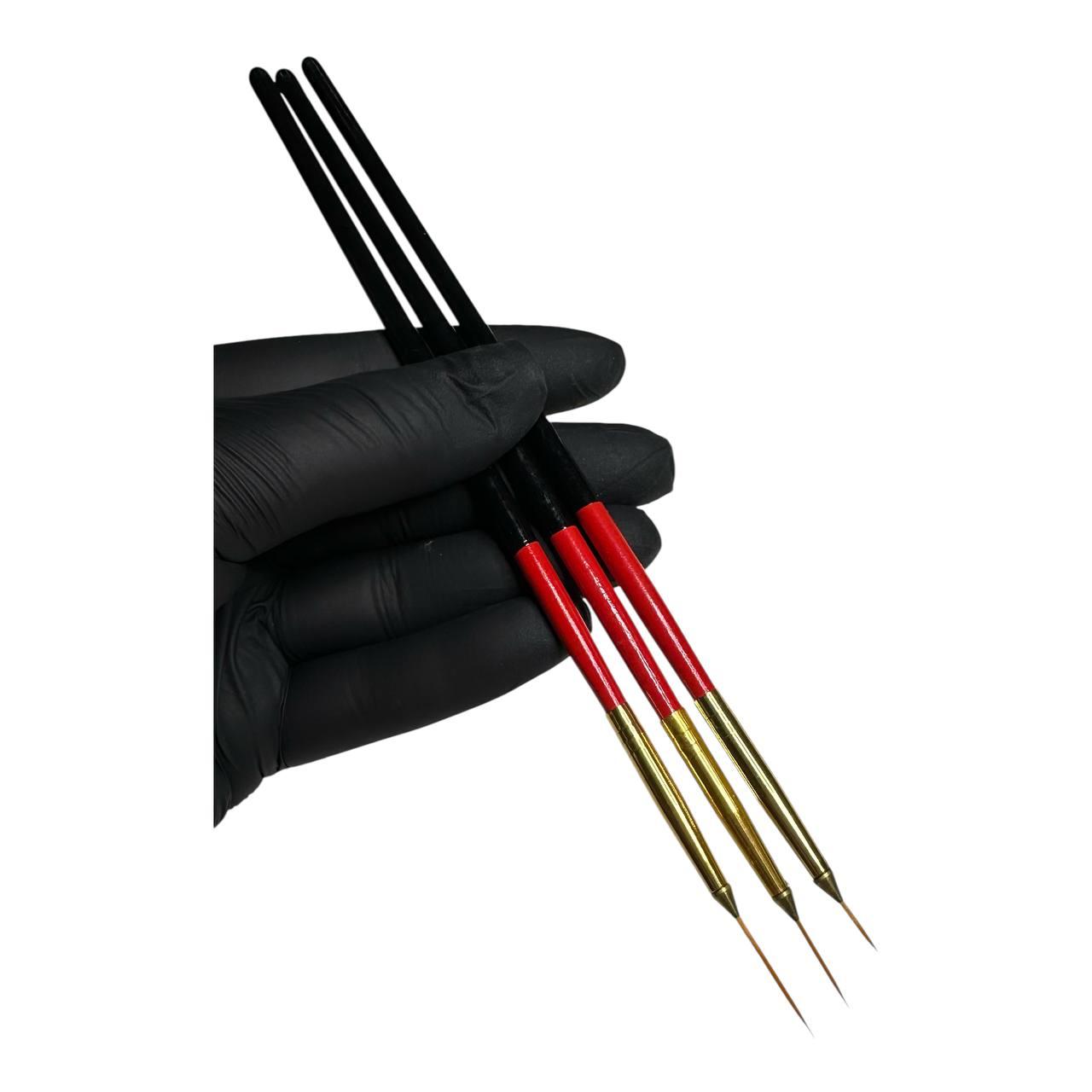 Пензлики лайнери для малювання на нігтях набір 3 шт