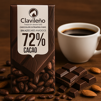 Гіркий шоколад 🍫 Clavileno "72% Cacao" 100 гр. Іспанія