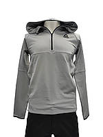 Чоловічий спортивний светер Reebok з капішоном, сірий, з капішоном, з кишенями, розмір S