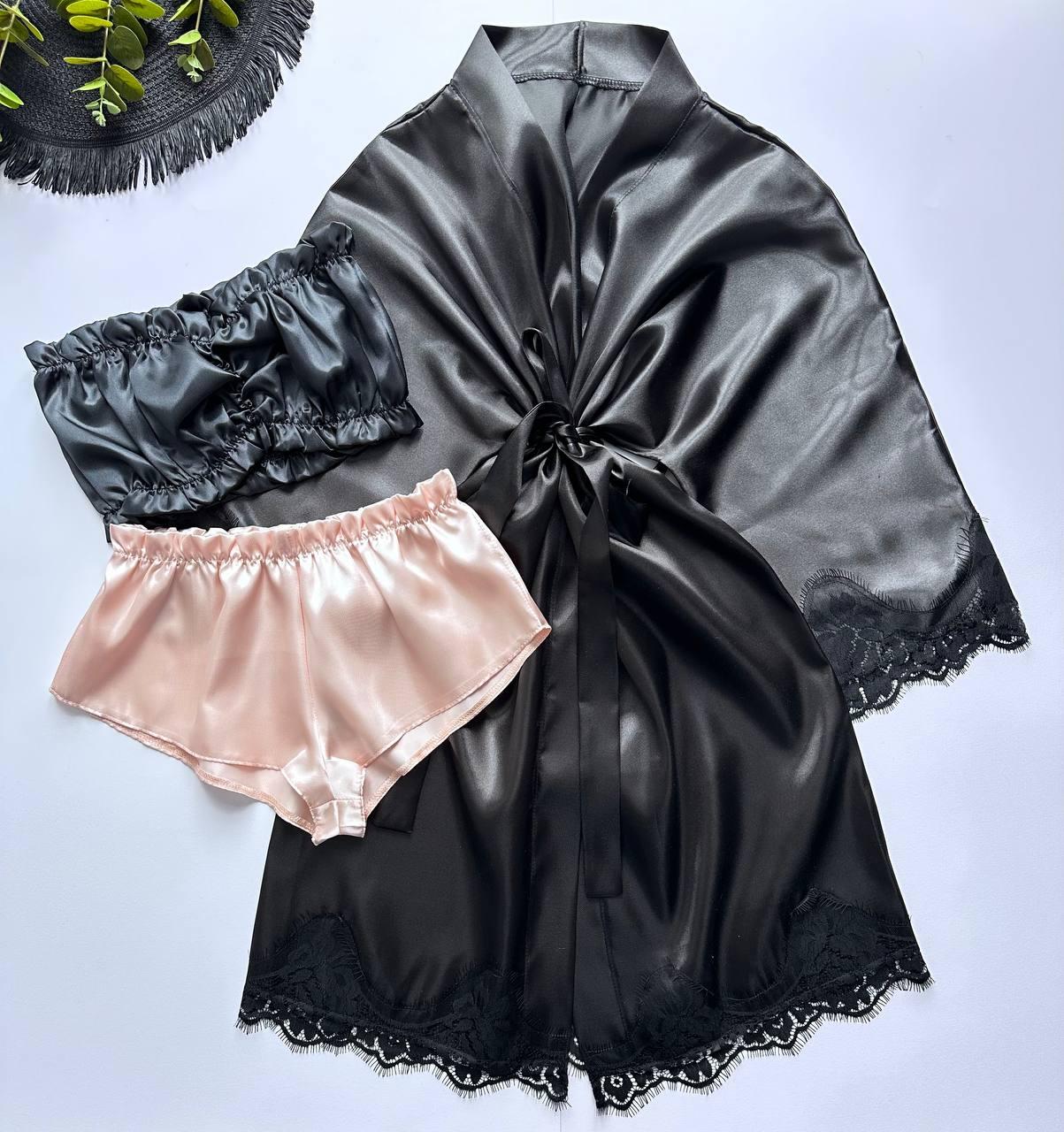 Літній комплект для дому, піжама топшорти та халат.