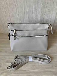 Жіноча сумочка клатч стильна сіра, довга ручка, 4 відділення на блискавці